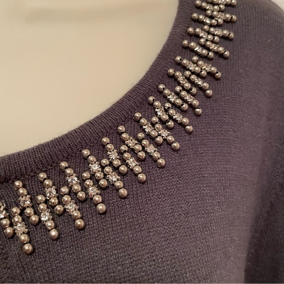 Preston & York Women’s Embellished Neckline Gray Cardigan Sweater Size Large - Picture 8 of 9